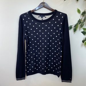 Tommy Hilfiger Crew Neck Navy Polka Dot Sweater